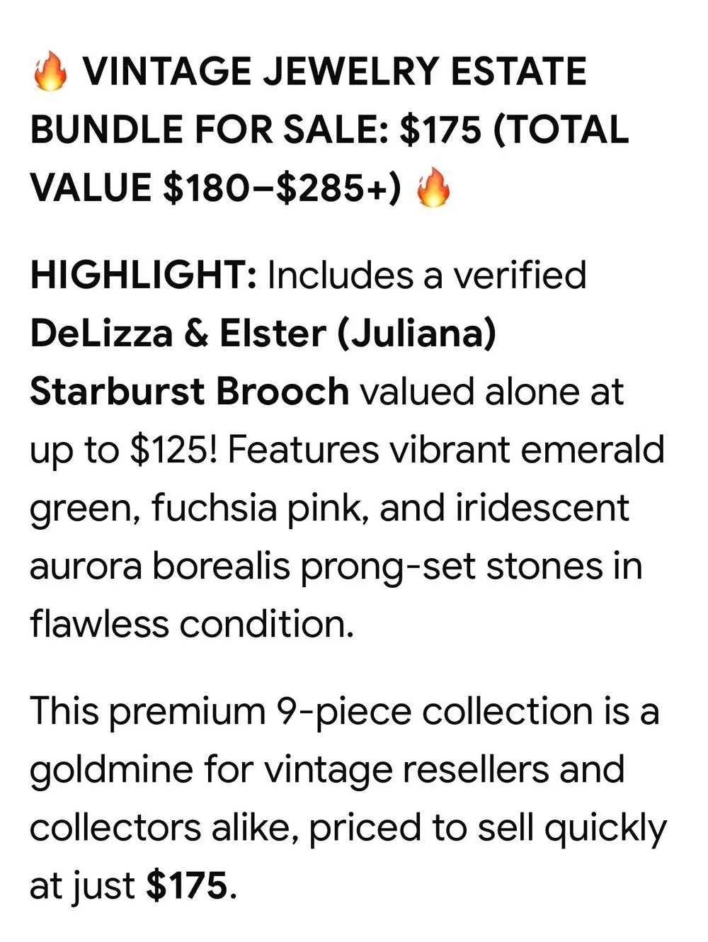 Vintage 9-Piece Jewelry Estate Bundle with Juliana Starburst Brooch and Earrings